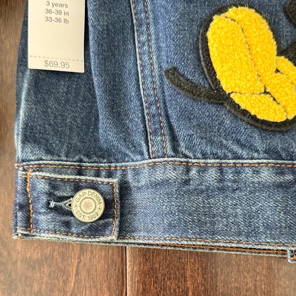 NWT Gender Neutral GAP Disney Denim Jacket with embroidered Mickey Mouse